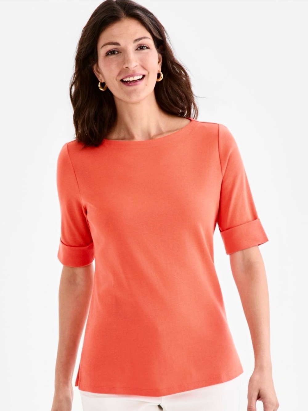 Ralph Lauren Cuff Sleeve Boatneck Top